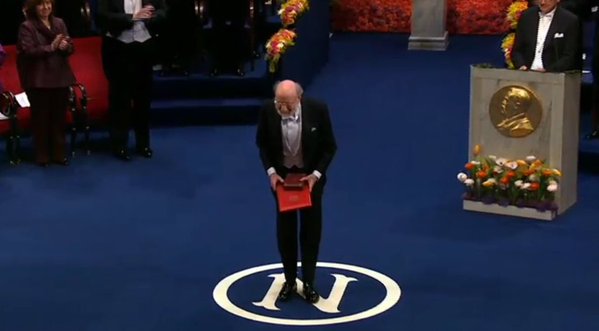 Professor Campbell receiving his Nobel Peace Laureate