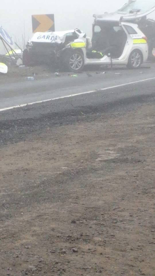 The remnants of the Garda after it was allegedly hit by a car driven by a man from Derry