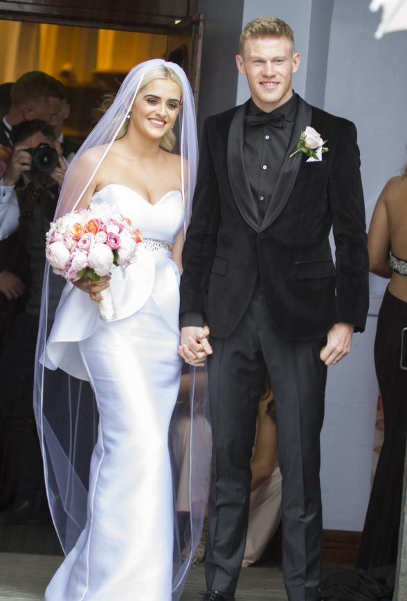 James McClean and his beautiful wife Erin as they leave the church in Derry. (North west Newspix)
