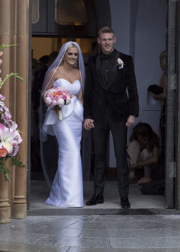 James McClean and his beautiful wife Erin as they leave the church in Derry. (North west Newspix)