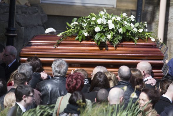 The remains of sister Clare Crockett arriving at St Columba's Church, Longtower in her native Derry. (North West Newspix)