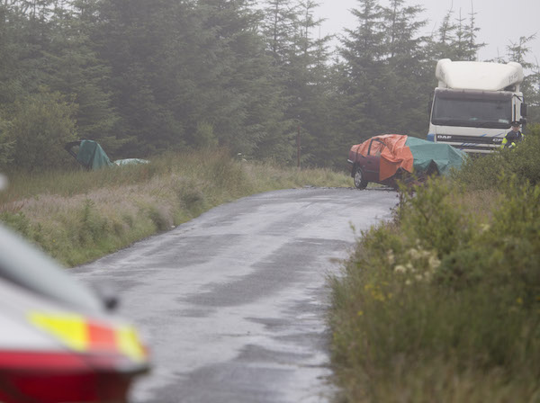 The scene of the traagic accident on a forest road outside Letterkenny where three young people have lost their lives. (North West Newspix)
