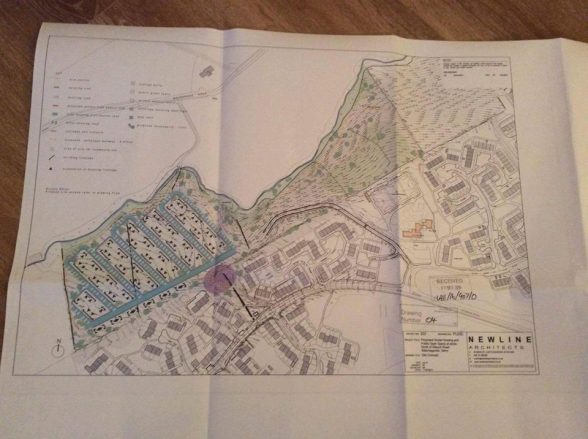 A map of the plans showing where the developer wants to build 120 new homes in Ballymagroarty