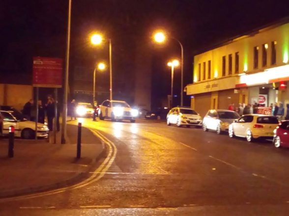 Cars being stopped by police in Magherafelt at the weekend in crackdown on defective vehicles