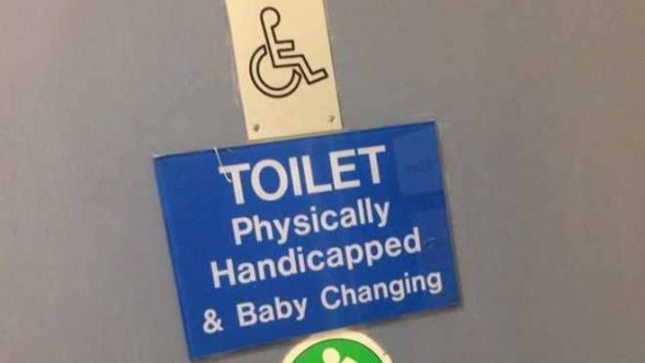 The "deeply offensive' sign on toilet facilities at Limavady Health Centre which has now been removed